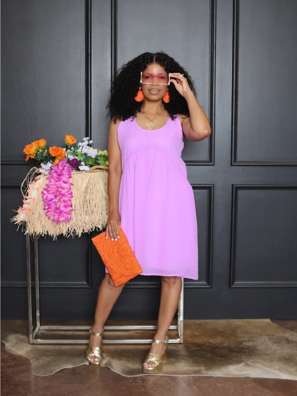 Sleeveless Lavender Scoop-Neck Summer Dress